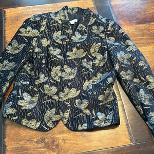 Monsoon evening jacket black with gold details EUC size 12